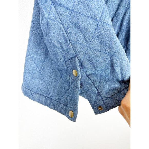 Vintage Talbots Denim Barn Jacket Petite Medium Blue Quilted Corduroy Trim Chore - Picture 10 of 15